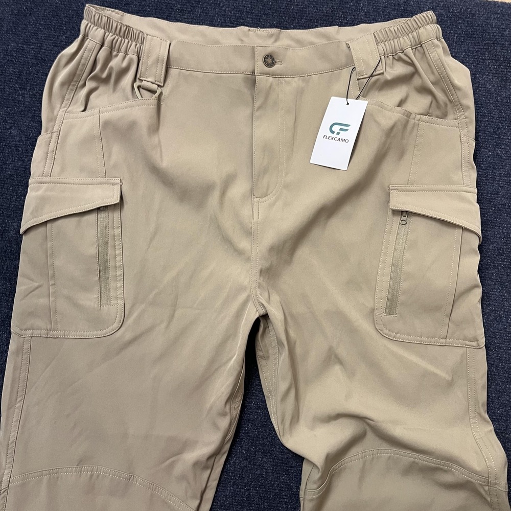 FLEXCAMO Tactical Series Pants Mens 2XL Beige Cargo Elastic Waist Outdoor